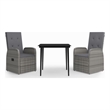 Afuera Living Contemporary Garden Dining Set in Gray and Black