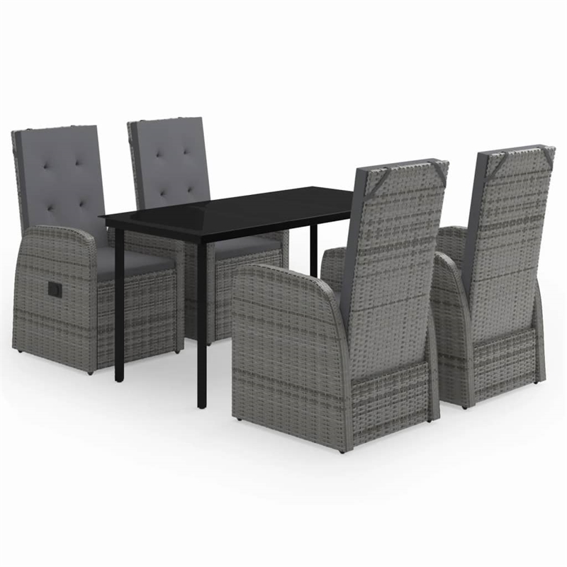 Afuera Living Contemporary Garden Dining Set in Gray and Black