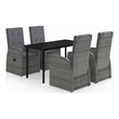 Afuera Living Contemporary Garden Dining Set in Gray and Black