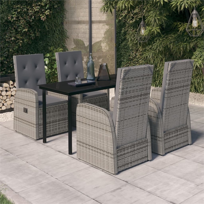 Afuera Living Contemporary Garden Dining Set in Gray and Black