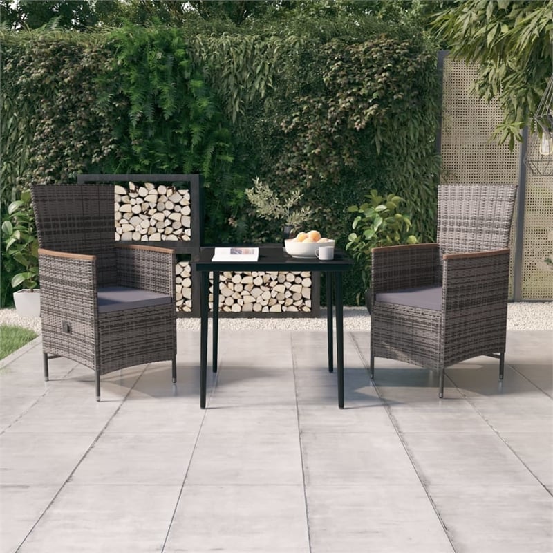 Afuera Living Contemporary Garden Dining Set in Gray and Black