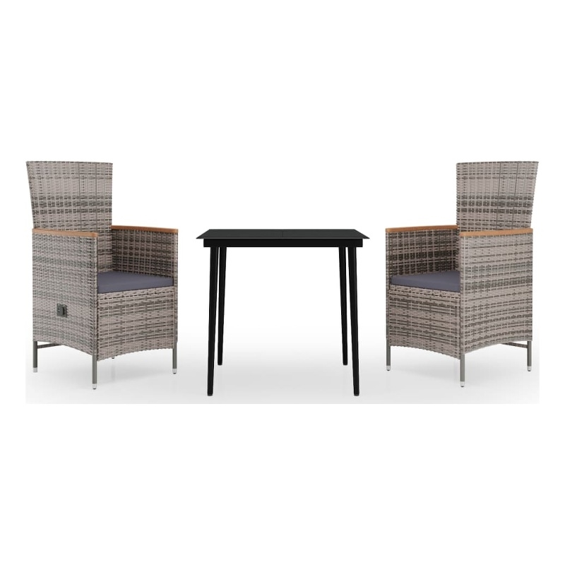 Afuera Living Contemporary Garden Dining Set in Gray and Black