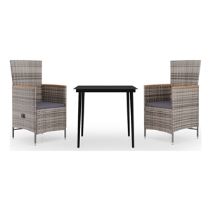 Afuera Living Contemporary Garden Dining Set in Gray and Black