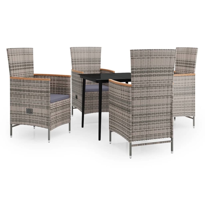 Afuera Living Contemporary Garden Dining Set in Gray and Black