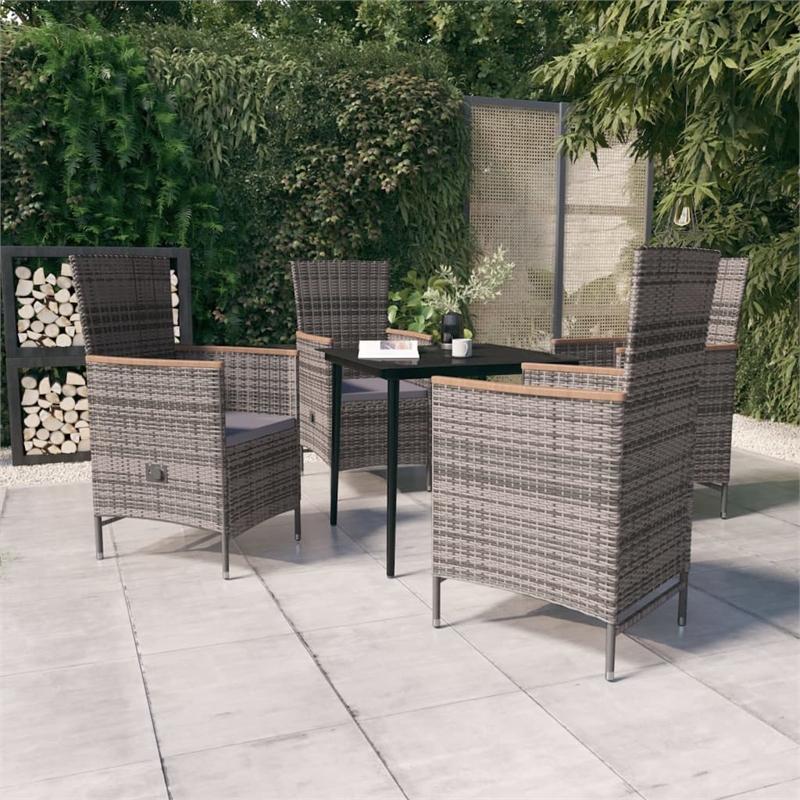 Afuera Living Contemporary Garden Dining Set in Gray and Black