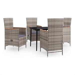 Afuera Living Contemporary Garden Dining Set in Gray and Black
