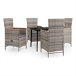 Afuera Living Contemporary Garden Dining Set in Gray and Black
