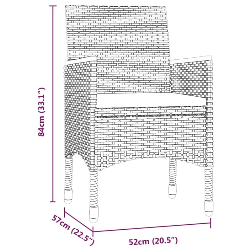Afuera Living Contemporary Garden Dining Set in Gray and Black