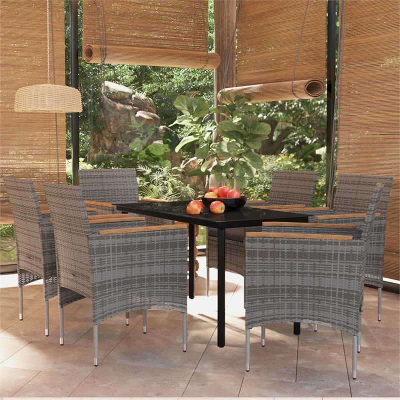 Afuera Living Contemporary Garden Dining Set in Gray and Black