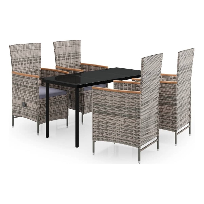 Afuera Living Contemporary Garden Dining Set in Gray and Black