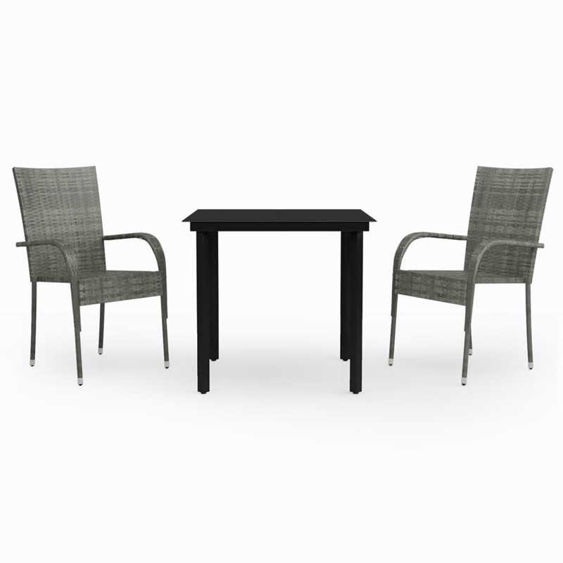 Afuera Living Contemporary Garden Dining Set in Gray and Black