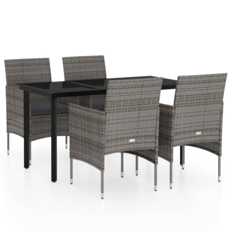 Afuera Living Contemporary Garden Dining Set in Gray and Black