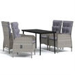 Afuera Living Contemporary Garden Dining Set in Gray and Black