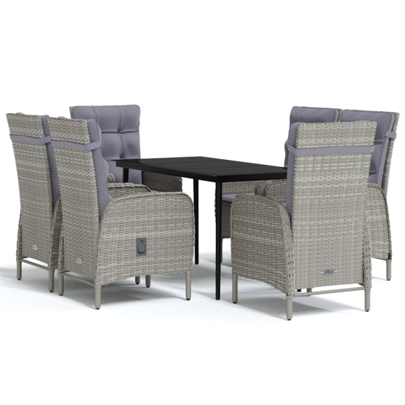 Afuera Living Contemporary Garden Dining Set in Gray and Black