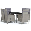 Afuera Living Contemporary Garden Dining Set in Gray and Black