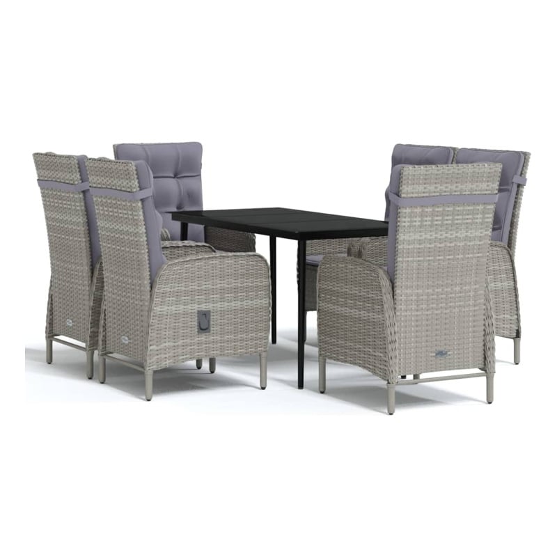 Afuera Living Contemporary Garden Dining Set in Gray and Black