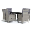 Afuera Living Contemporary Garden Dining Set in Gray and Black