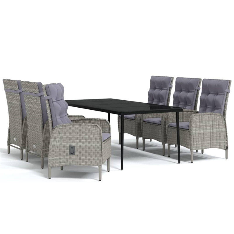 Afuera Living Contemporary Garden Dining Set in Gray and Black
