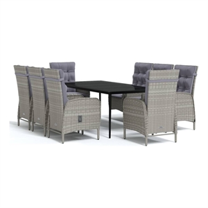 Afuera Living Contemporary Garden Dining Set in Gray and Black