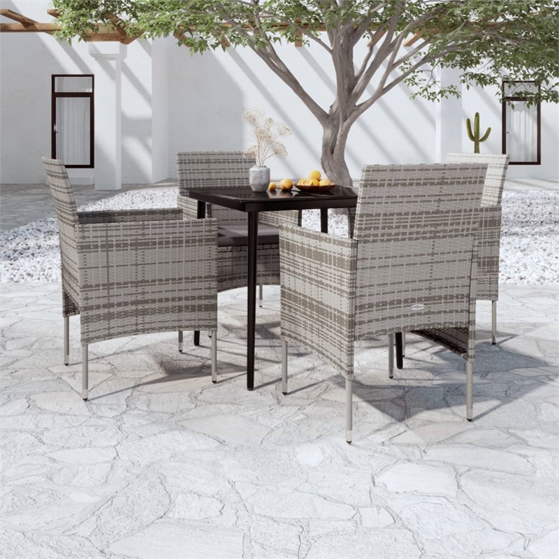 Afuera Living Contemporary Garden Dining Set in Gray and Black