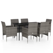 Afuera Living Contemporary Garden Dining Set in Gray and Black