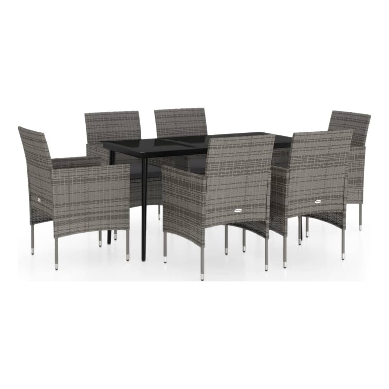 Afuera Living Contemporary Garden Dining Set in Gray and Black