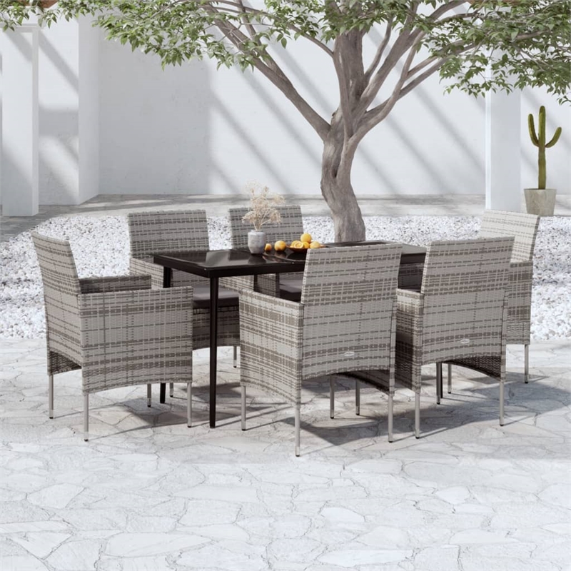 Afuera Living Contemporary Garden Dining Set in Gray and Black