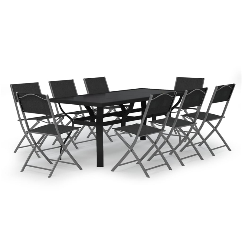 Afuera Living Contemporary Garden Dining Set in Gray and Black