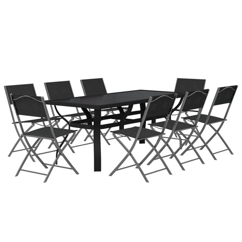 Afuera Living Contemporary Garden Dining Set in Gray and Black