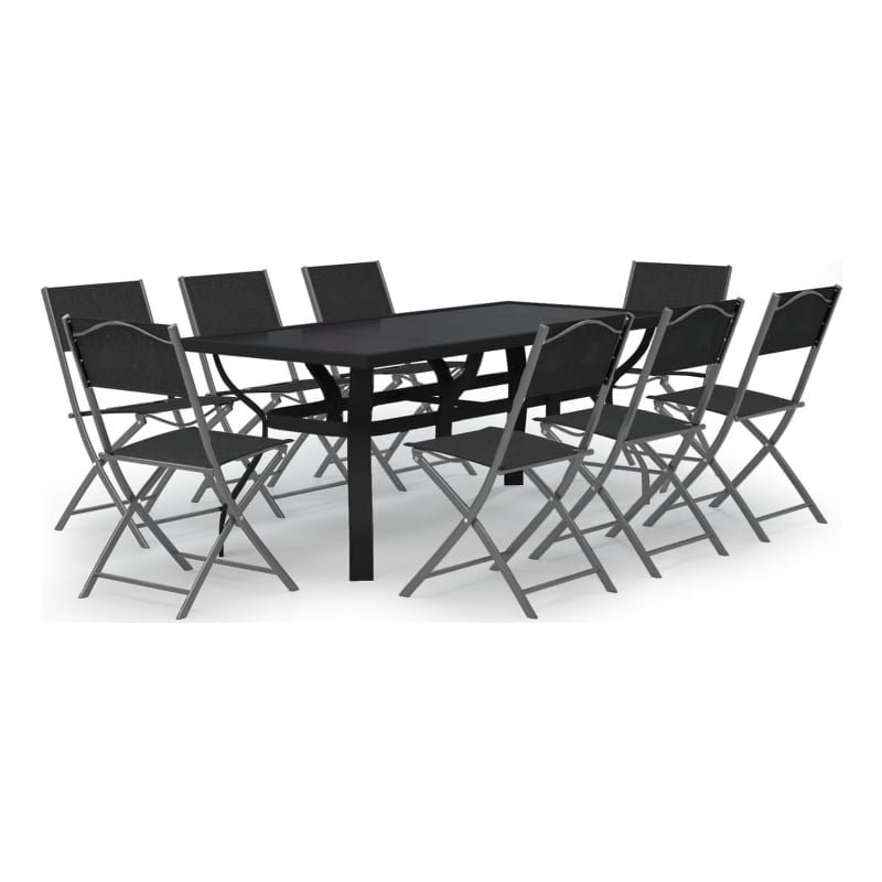 Afuera Living Contemporary Garden Dining Set in Gray and Black