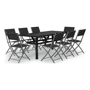 Afuera Living Contemporary Garden Dining Set in Gray and Black