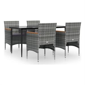 Afuera Living Contemporary Garden Dining Set in Gray and Black