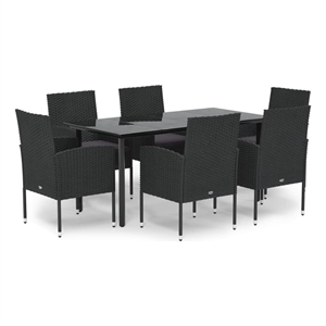 Afuera Living Contemporary Patio Dining Set in Black/Dark Gray
