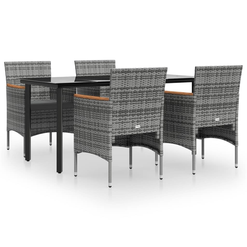 Afuera Living Contemporary Garden Dining Set in Gray and Black