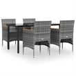 Afuera Living Contemporary Garden Dining Set in Gray and Black