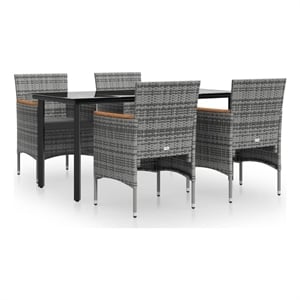 Afuera Living Contemporary Garden Dining Set in Gray and Black