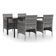 Afuera Living Contemporary Garden Dining Set in Gray and Black