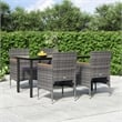 Afuera Living Contemporary Garden Dining Set in Gray and Black