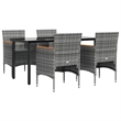 Afuera Living Contemporary Garden Dining Set in Gray and Black