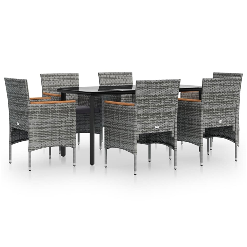 Afuera Living Contemporary Garden Dining Set in Gray and Black