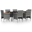 Afuera Living Contemporary Garden Dining Set in Gray and Black