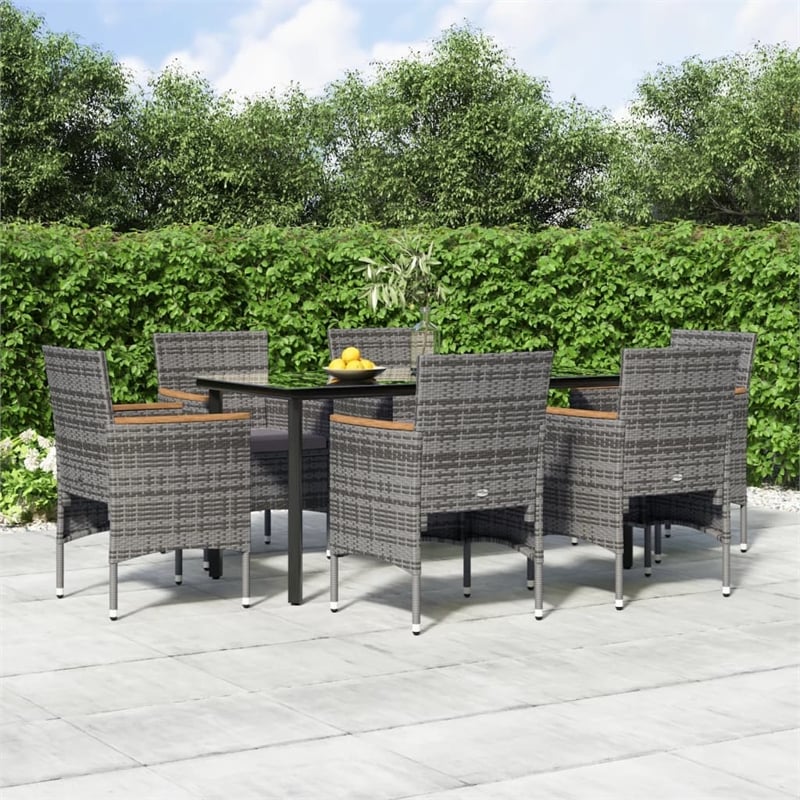 Afuera Living Contemporary Garden Dining Set in Gray and Black