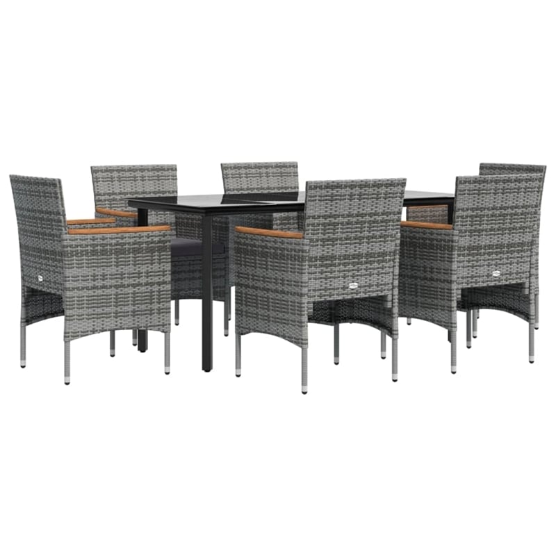 Afuera Living Contemporary Garden Dining Set in Gray and Black