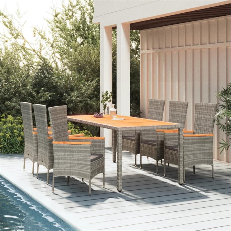 Afuera Living Contemporary 7 Piece Garden Dining Set in Gray