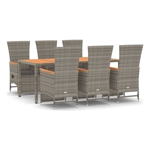Afuera Living Contemporary 7 Piece Garden Dining Set in Gray