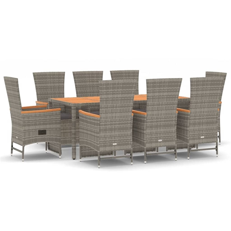 Afuera Living Contemporary 9 Piece Garden Patio Dining Set in Gray