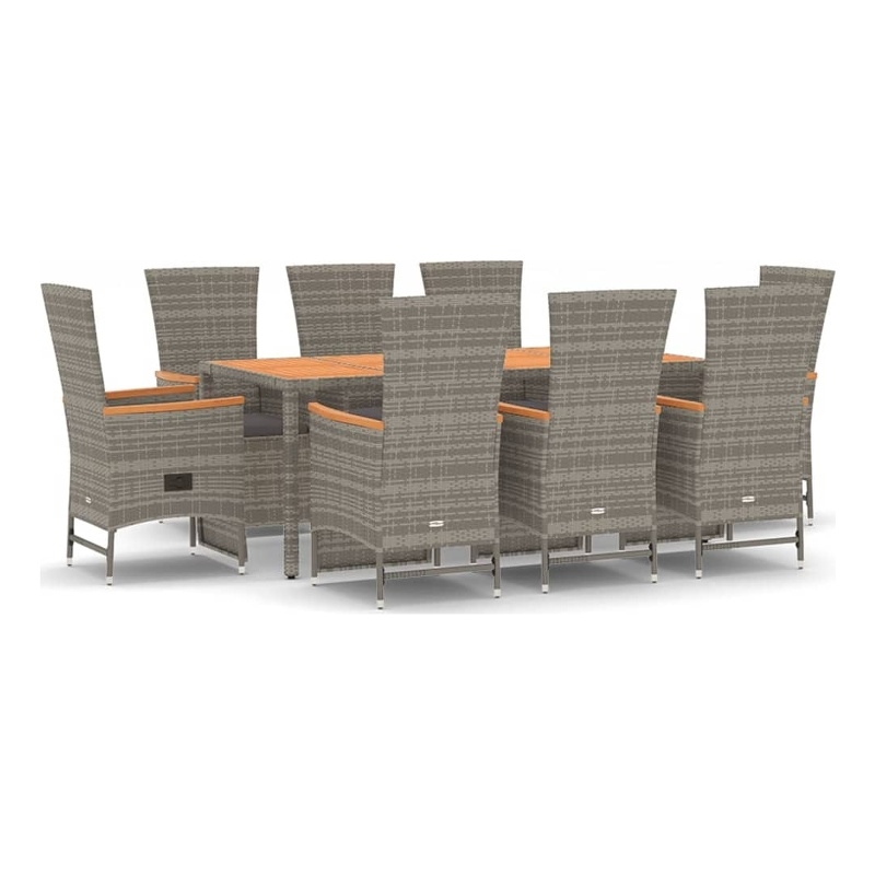 Afuera Living Contemporary 9 Piece Garden Patio Dining Set in Gray