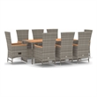 Afuera Living Contemporary 9 Piece Garden Patio Dining Set in Gray