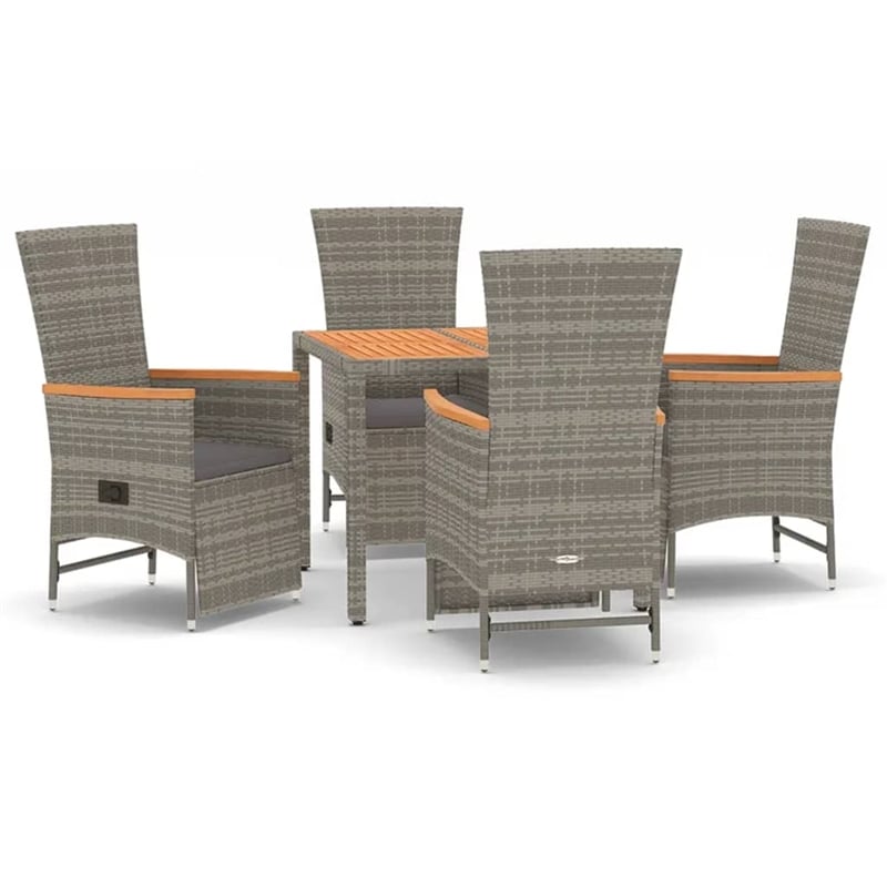 Afuera Living Contemporary Synthetic Poly Rattan Garden Dining Set in Gray