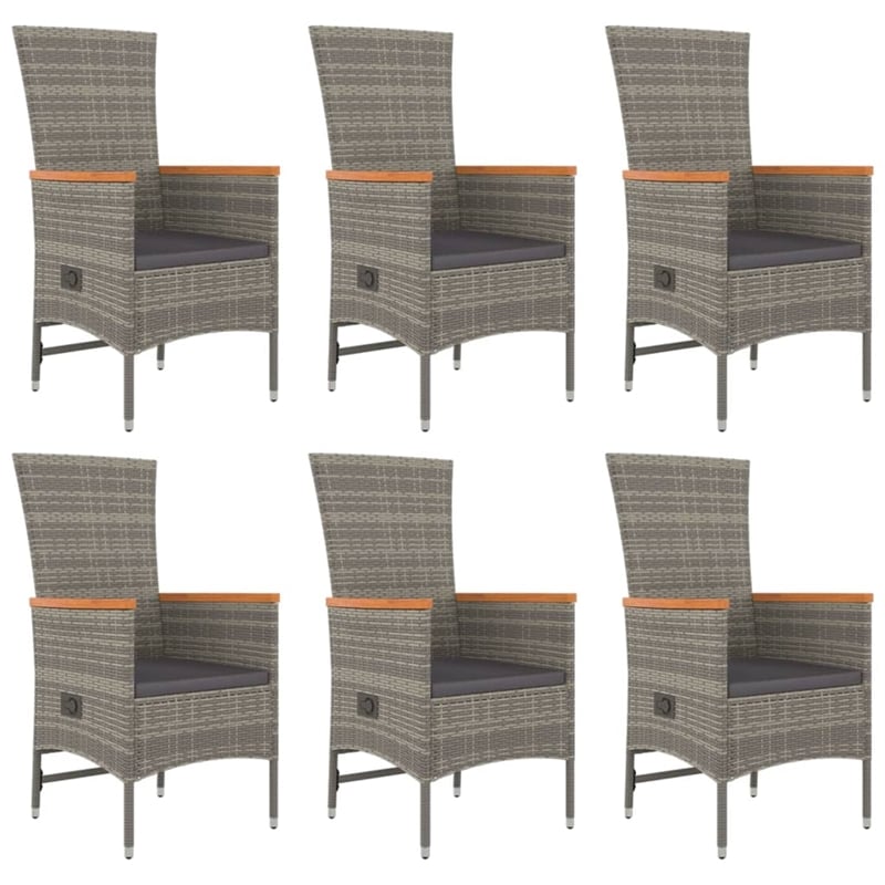 Afuera Living Contemporary Synthetic Poly Rattan 7 PC Garden Dining Set in Gray